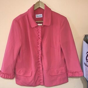 TanJay Pink Ruffle-Trim Blazer Jacket